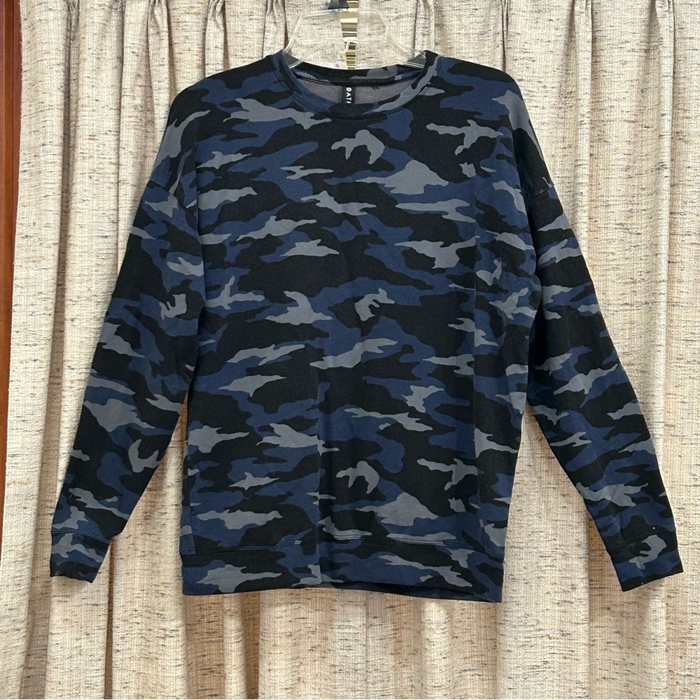 Athleta Blue Camo Balance Pullover Sweatshirt - S